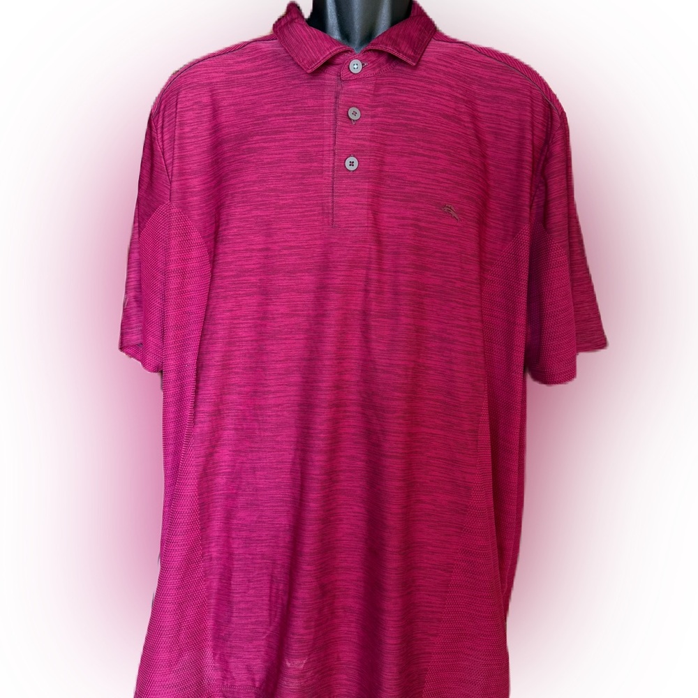 Tommy Bahama Men Island Zone Burgundy and Black Distressed Polo Shirt. Size XXL